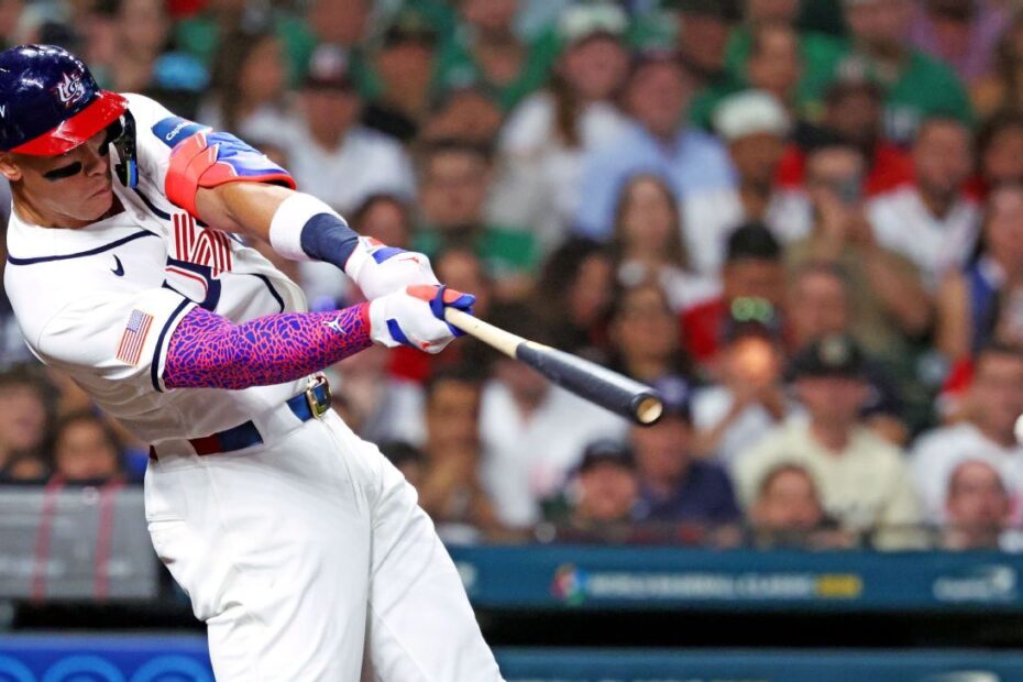 Tim USA merayakan kemenangan atas Meksiko di WBC 2023